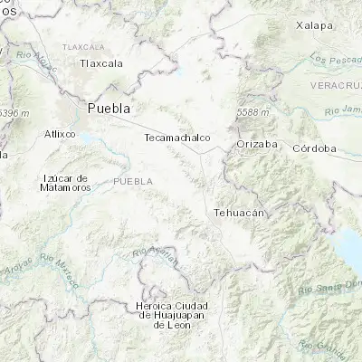 Map showing location of San Marcos Tlacoyalco (18.673880, -97.603540)