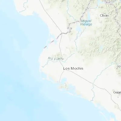 Map showing location of San Miguel Zapotitlan (25.948310, -109.047380)