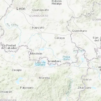 Map showing location of San Pedro de los Naranjos (20.227160, -100.937820)