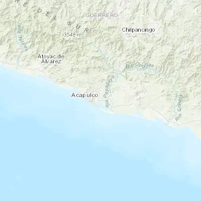 Map showing location of San Pedro las Playas (16.822860, -99.731580)