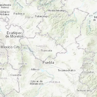 Map showing location of San Pedro Tlacotepec (19.395790, -98.045890)