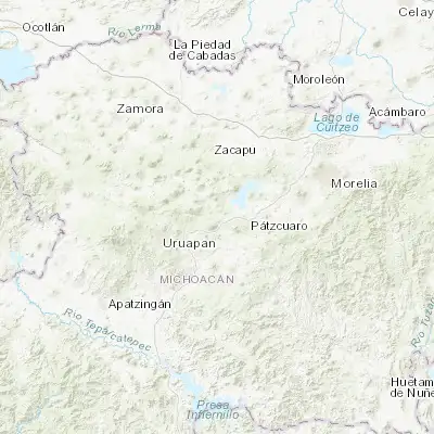 Map showing location of Santa María Huiramangaro (San Juan Tumbio) (19.513060, -101.765280)