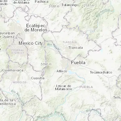 Map showing location of Santa María Zacatepec (19.123330, -98.365280)