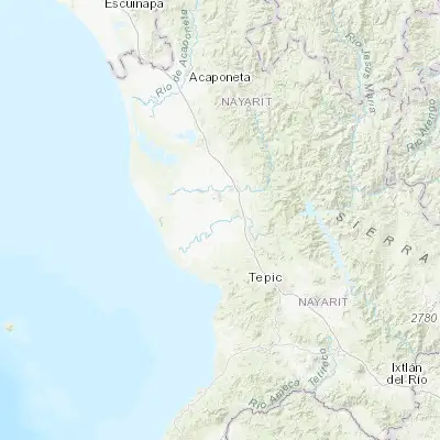 Map showing location of Santiago Ixcuintla (21.812950, -105.208440)