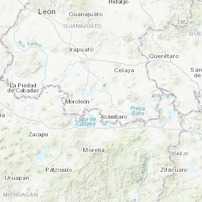Map showing location of Santiago Maravatío (20.172970, -100.994680)