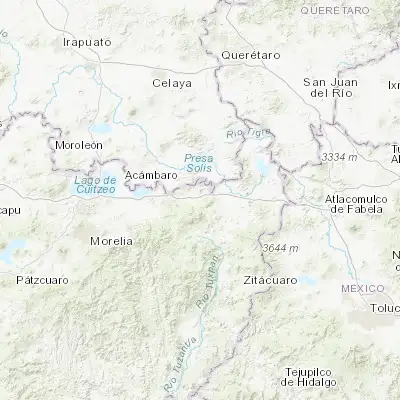 Map showing location of Santiago Puriatzícuaro (19.883060, -100.588610)