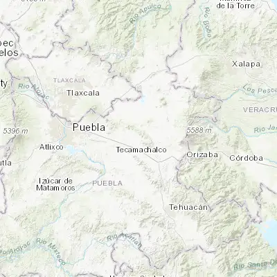 Map showing location of Santiago Tenango (19.003350, -97.644300)