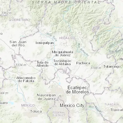 Map showing location of Santiago Tezontlale (20.162170, -99.098650)