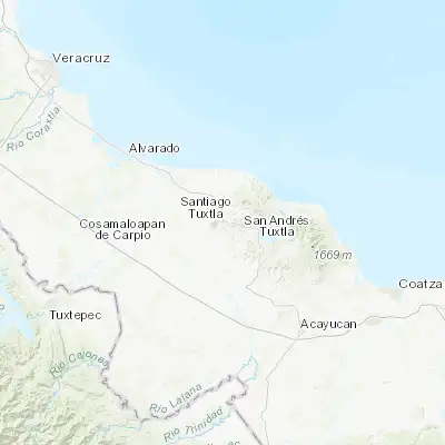 Map showing location of Santiago Tuxtla (18.465760, -95.300600)