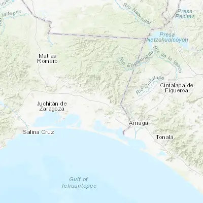 Map showing location of Santo Domingo Zanatepec (16.483070, -94.347540)