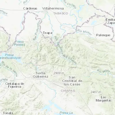 Map showing location of Simojovel de Allende (17.140360, -92.713940)