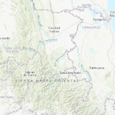 Map showing location of Tampamolón Corona (21.558800, -98.818740)