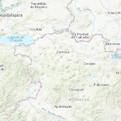 Map showing location of Tangancícuaro de Arista (19.887330, -102.206360)