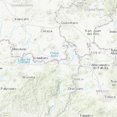 Map showing location of Tarandacuao (20.000940, -100.518560)