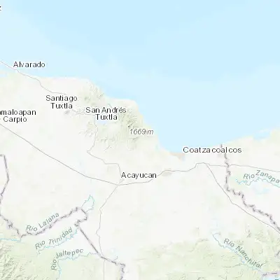 Map showing location of Tatahuicapan (18.246210, -94.761240)