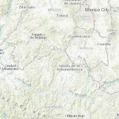 Map showing location of Taxco de Alarcón (18.554620, -99.605920)