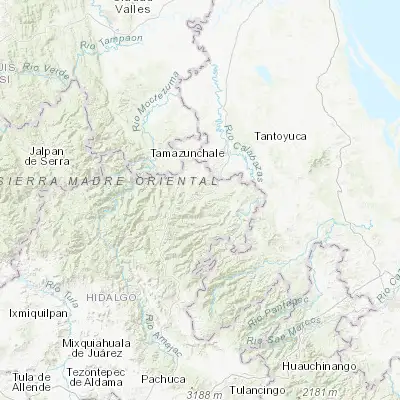 Map showing location of Tehuetlán (21.053370, -98.508530)