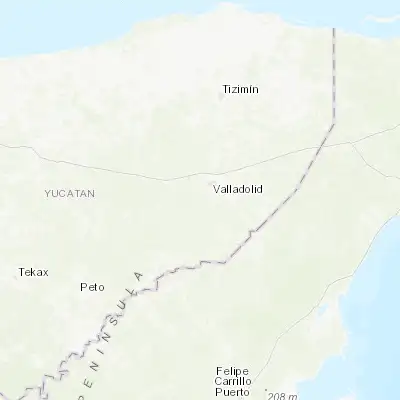 Map showing location of Tekom (20.603030, -88.264900)