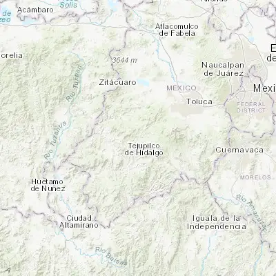 Map showing location of Temascaltepec de González (19.044090, -100.042360)