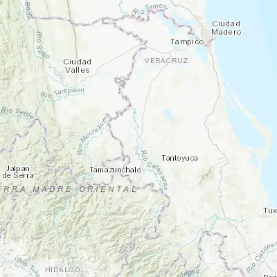 Map showing location of Tempoal de Sánchez (21.519980, -98.388290)