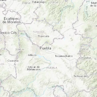 Map showing location of Tepatlaxco de Hidalgo (19.080670, -97.973380)