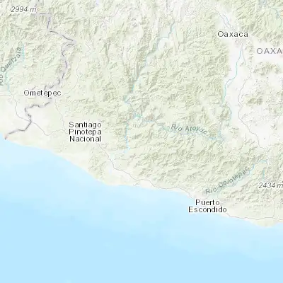 Map showing location of Tepenixtlahuaca (16.292360, -97.491840)