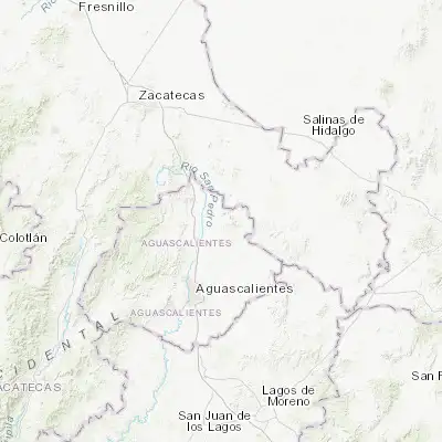 Map showing location of Tepezalá (22.223930, -102.169600)