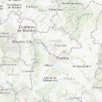 Map showing location of Tetlatlahuca (19.232320, -98.295610)