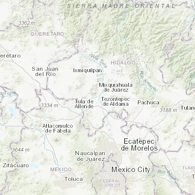 Map showing location of Tezontepec de Aldama (20.190730, -99.274290)