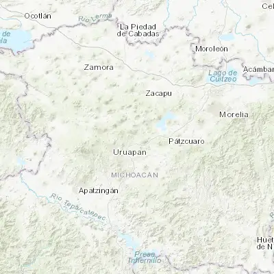 Map showing location of Tingambato (19.501090, -101.853270)