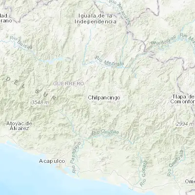 Map showing location of Tixtla de Guerrero (17.567320, -99.397990)