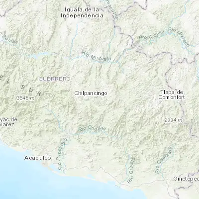 Map showing location of Tlamixtlahuacan (17.503060, -99.225830)