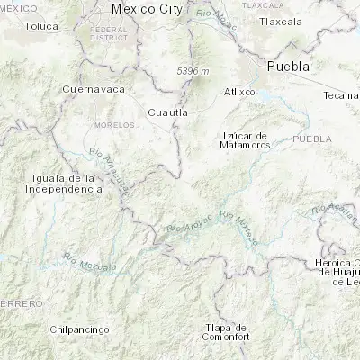Map showing location of Tlancualpican (18.433330, -98.700000)