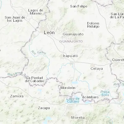 Map showing location of Tomelopitos (20.594630, -101.368460)