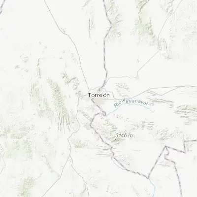 Map showing location of Torreón (25.543890, -103.418980)