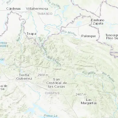 Map showing location of Tzajalá (17.135590, -92.393280)