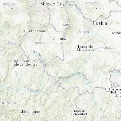 Map showing location of Tzicatlán (18.450730, -98.755740)