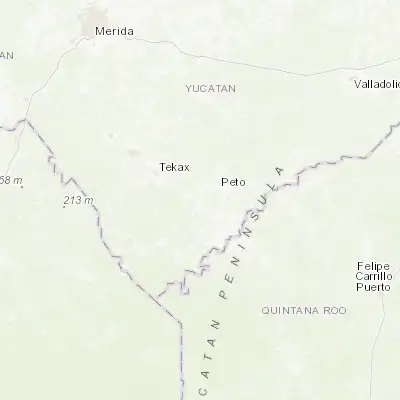 Map showing location of Tzucacab (20.072370, -89.050220)