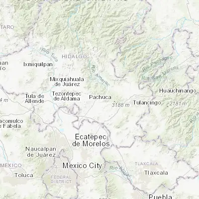 Map showing location of Unidad Minera 11 de Julio (20.104720, -98.722780)