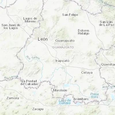 Map showing location of Valencianita (20.747010, -101.302230)