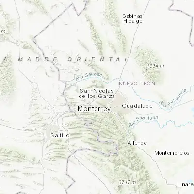 Map showing location of Valle de Lincoln (25.793330, -100.477780)