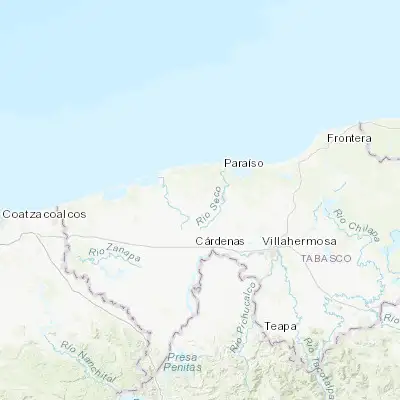 Map showing location of Villa Aldama (18.240880, -93.350680)