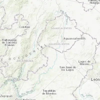 Map showing location of Villa Hidalgo (21.676160, -102.588030)