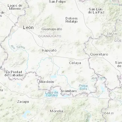 Map showing location of Villagrán (20.514520, -100.997450)