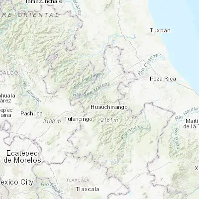 Map showing location of Xicotepec de Juárez (20.276050, -97.961110)