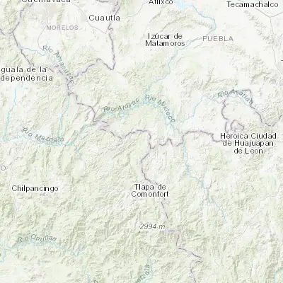 Map showing location of Xochihuehuetlán (17.906190, -98.488180)