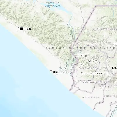 Map showing location of Xochiltepec (15.127800, -92.433880)