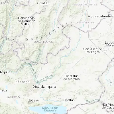 Map showing location of Yahualica de González Gallo (21.179780, -102.886110)