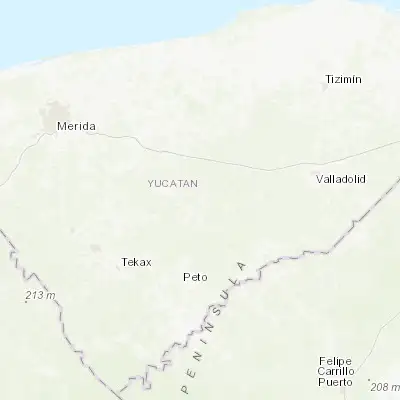 Map showing location of Yaxcabá (20.548460, -88.827140)