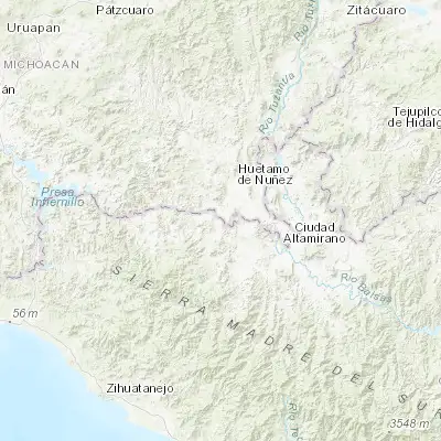Map showing location of Zirándaro de los Chávez (18.476220, -100.979150)